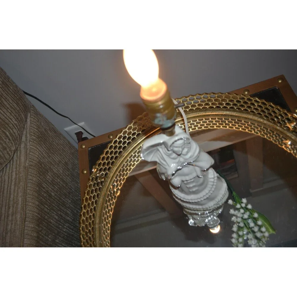 Vintage Lamp Petite Lady with Bonnet & Umbrella Victorian Shabby Accent